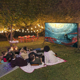 Projector Screen with Stand, 150 inch 16:9 Portable for Home Theater, Outdoor Indoor Party, Backyard Cinema.