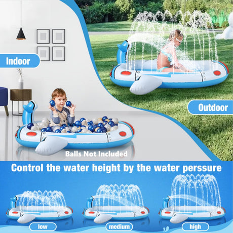 Inflatable Sprinkler Pools Spaceship Above Ground Water Pool Extra Large Thicker PVC Swimming Pool Splash Pad Outdoor and Indoor Play Mat Water Toys for Boys Girls (Spaceship)