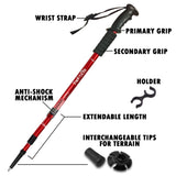 Walking Trekking Poles - 2 Packs with Antishock and Quick Lock System, Telescopic, Collapsible, Ultralight for Hiking, Camping, Mountaining, Backpacking, Walking, Trekking