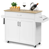 Kitchen Island Trolley Cart Storage Cabinet w/ Towel & Spice Rack Drawer