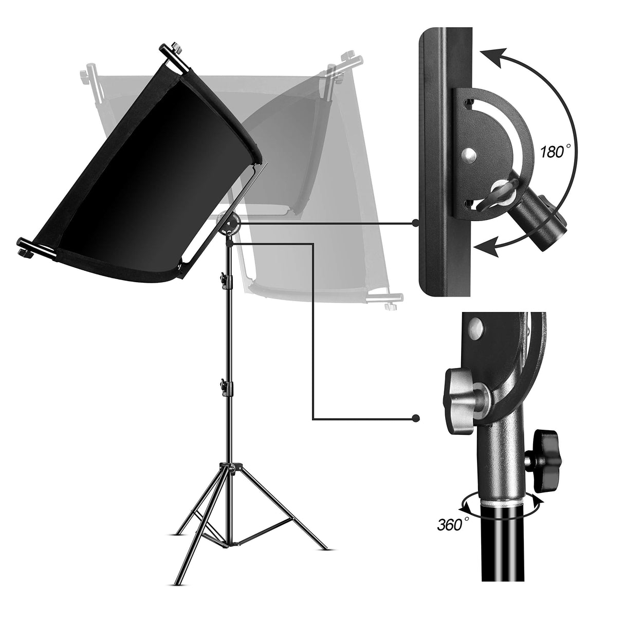 66x24 Inch Photo Studio Light Reflector/Diffuser with Carrying Bag, 4-in-1 Clamshell Light Reflector for Photography Portrait Lighting Filming Shooting, Black/White/Gold/Silver