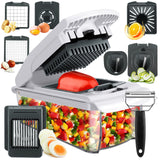 Vegetable Chopper (Upgraded), 15-in-1 Onion Chopper,Mandolin Slicer with Peeler, Spiralizer, Zoodle Maker, Lemon Squeezer, Egg Slicer,Seperator for Salad Potato Carrot, Kitchen Gadget