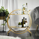 Steel Bar Cart with Glass Rack, Gold