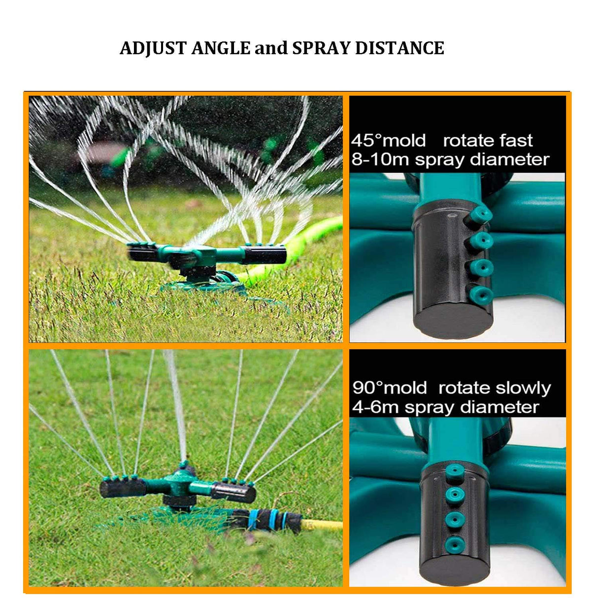 Durable Lawn Sprinkler, Water Sprinklers for Garden, Lawn, Yard, Flower Grass Plant Park, Automatic 360 Degree Rotating Sprinkler Irrigation System, Adjustable Spray Angle and Distance (Round 1)