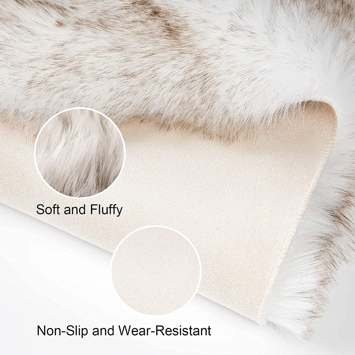 Soft Faux Sheepskin Fur Rug Fluffy Area Rug Floor Mat Luxury Carpets Chair Cover Seat Pad Shaggy Rug for Bedroom Sofa Living Room (2x5 Ft Sheepskin)