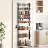 Over the Door Pantry Organizer, 8-Tier Adjustable Baskets Pantry Organization and Storage, Metal Door Shelf with Detachable Frame, Space Saving Hanging Spice Rack for Kitchen Pantry Bathroom