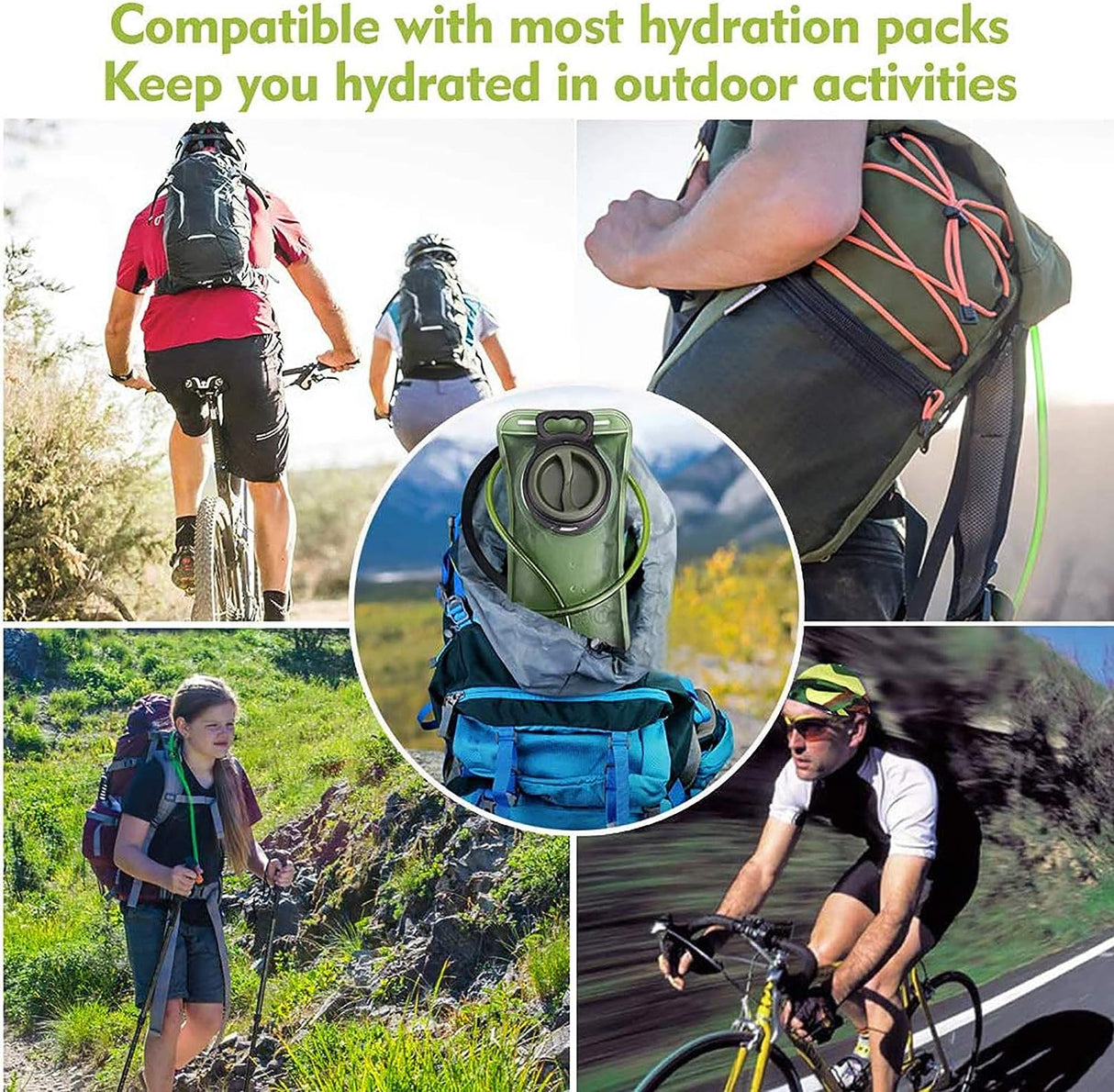 Hydration Bladder, 2L-3L Water Bladder for Hiking Backpack Leak Proof Water Reservoir Storage Bag, BPA-Free Water Pouch Hydration Pack Replacement for Camping Cycling Running, Military Green 2-3 Liter