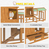 Rabbit Hutch Chicken Coop Guinea Pig Cage Pet House for Small Animals 137.5x43.5x85cm