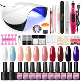 Gel Nail Polish Kit with Nail Drill Machine,10 Pcs Gel Nail Polishes 36W LED+UV Nail Dryer Lamp, Gel Polish Set Base Coat Top Coat with Manicure Tools Starter Kit Complete