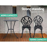 Gardeon 3PC Outdoor Setting Cast Aluminium Bistro Table Chairs Garden Patio