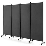 4-Panel Folding Room Divider, 1.73m Rolling Privacy Screen with Lockable Wheels, Portable Wall Divider and Separator, Freestanding Privacy Protection for Living Room, Bedroom, Office