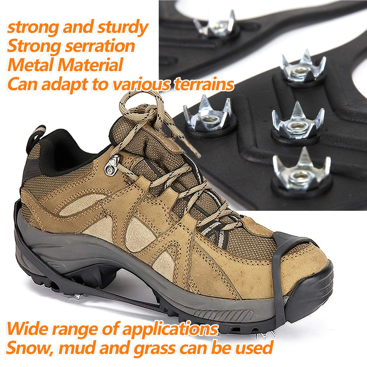 Crampons for Boots, crampons for Hiking and Anti-Skid, Walking Traction Cleats for Walking on Snow and ice, Upgraded Stainless Steel Cleats, The Best Choice for Winter Hiking Gear