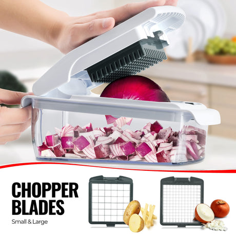 Vegetable Chopper (Upgraded), 15-in-1 Onion Chopper,Mandolin Slicer with Peeler, Spiralizer, Zoodle Maker, Lemon Squeezer, Egg Slicer,Seperator for Salad Potato Carrot, Kitchen Gadget