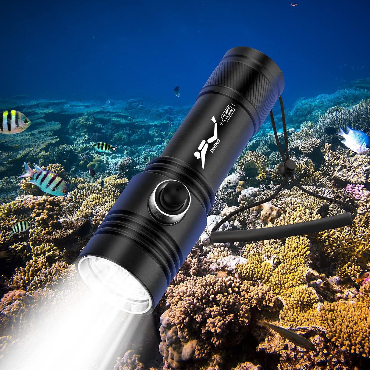 Diving Flashlight Professional Scuba Dive Flashlight Waterproof LED Submarine Light Scuba Safety Lights Underwater Torch for Outdoor Under Water Sports