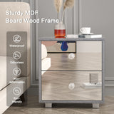 Nightstand, Mirror Bedside Cabinet, Side Table Furniture Unit, End Table Storage Cabinet, Modern Nightstand