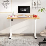 Standing Desk 48 x 24 Inches Height Adjustable Desk Whole-Piece Desktop Electric Stand up Desk Home Office Table for Computer Laptop (White Frame + 48 in Maple Desktop)