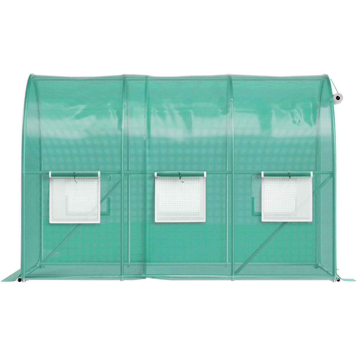 Walk-in Tunnel Greenhouse, 3 x 2.1 x 2.1 m, Portable Plant Hot House with Galvanised Steel Frame, 1 Top Bar, Diagonal Poles, Zipper Door and 6 Roll-Up Windows, Green