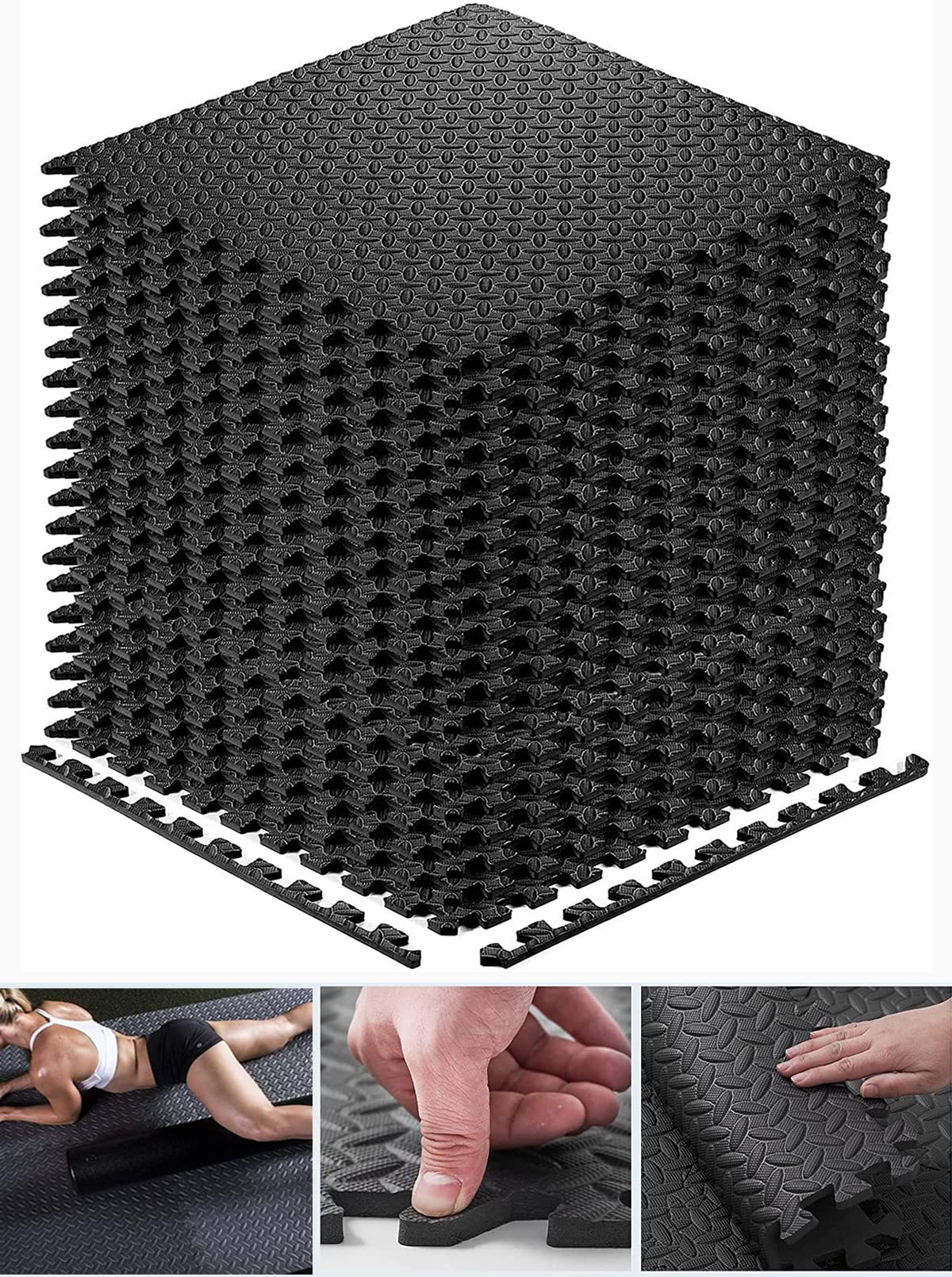 Exercise Mats Puzzle Foam Mats Gym Flooring Mat Cover 20 SQ.FT Interlocking Foam Mats with EVA Foam Floor Tiles for Home Gym Equipment Workouts