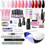 Gel Nail Polish Set with Nail Drill Machine and 36W LED U V Nail Dryer 10 Colors Gel Nail Polish 3 Pcs Poly Nail Gel with Slip Solution Nail Glitter Powder with Manicure Tools for Nail Design