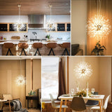 Modern Crystal Chandeliers Firework 8 Lights 40cm Diameter Bulbs Included Sputnik Ceiling Light Fixtures Semi Flush Mount Dandelion Pendant Light for Bedroom Living Dining Room Kitchen Foyer