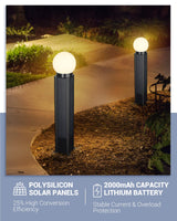 Solar Floor Lamp, Solar Pathway Lights Outdoor IP65 Waterproof, 3500K Globe Floor Lamps for Patio, Porch, Garden, Warm White, S700100100WW1-AU