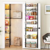 Over the Door Pantry Organizer, 8-Tier Adjustable Baskets Pantry Organization and Storage, Metal Door Shelf with Detachable Frame, Space Saving Hanging Spice Rack for Kitchen Pantry Bathroom