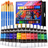 Acrylic Paint Set with 8 Pianting Brushes, Ohuhu 48 x 12ml Colors Artist's Acrylic Painting Kit