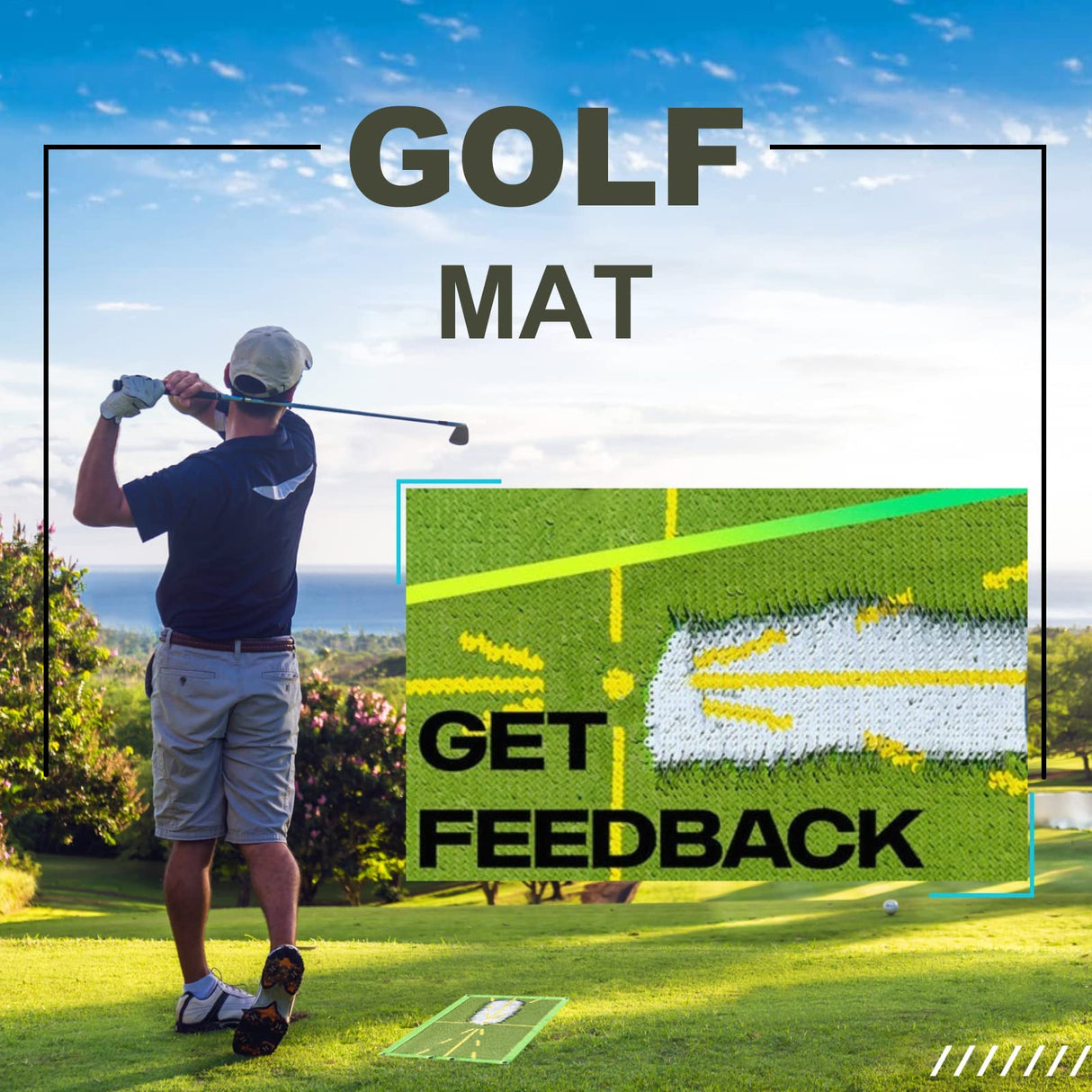 Golf Training Mat, Multifunctional Golf Practice Mat for Swing Detection Batting, Indoor/Outdoor Golf Hitting Mat Golf Training Aid Equipment