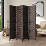 Room Divider 4 Panel Screen Brown