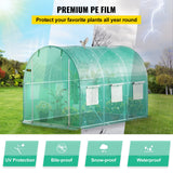 Walk-in Tunnel Greenhouse, 3 x 2.1 x 2.1 m, Portable Plant Hot House with Galvanised Steel Frame, 1 Top Bar, Diagonal Poles, Zipper Door and 6 Roll-Up Windows, Green