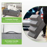 Dog Stairs & Steps for Small Dogs Cats Holds up to 25kg, Pawque Pet Steps for High Bed Couch, Shock Absorbing Foam with High-Strength Boards for Pet Safe, Non-Slip Removable Washable Cover, 4 Step-Grey ( 45cm High)