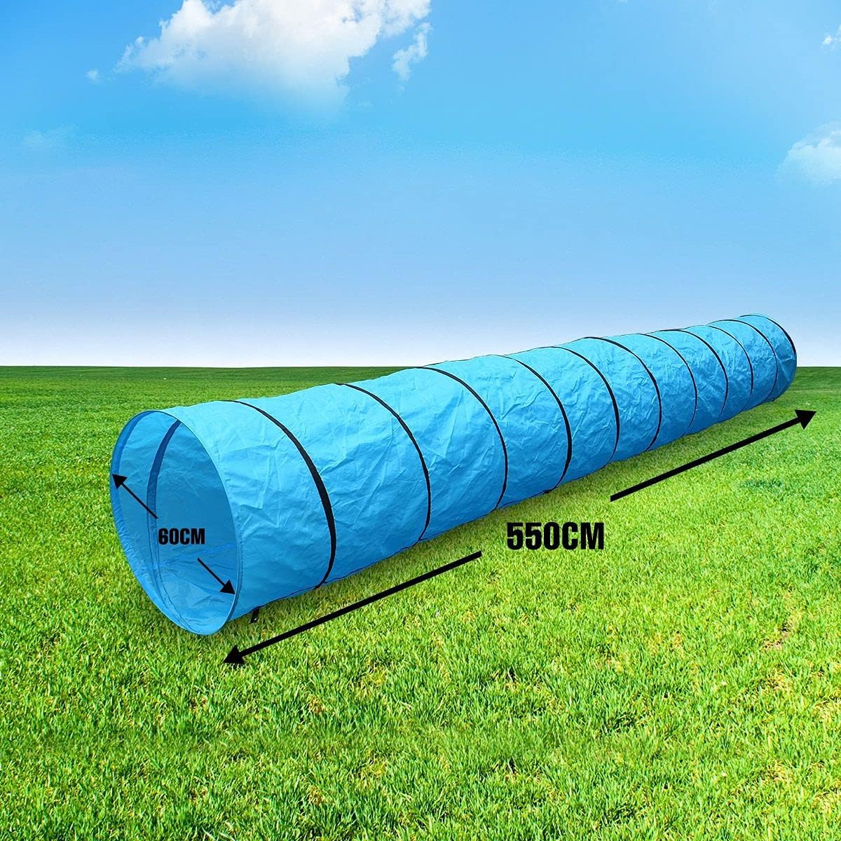 Pet Scene 5.5M Dog Agility Training Pet Dog Exercise Tunnel Chute Protable Dog Training Tunnel with Carry Bag