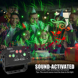 Disco Lights, New Upgraded USB DJ Party Northern Lights ,Sound Activated 120 LED Patterns and Strobe Flash Effects with Remote Control for Holidays, Parties, Halloween and Christmas (Black)