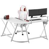 Gaming L-Shaped Computer Desk with Monitor Stand, White