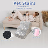 Pet Stairs for High Beds and Couch, 3-Step Pet Stairs, High-Density Foam, Non-Slip Washable Cover