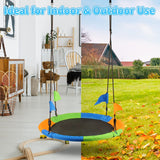 100cm/40" Saucer Tree Swing for Kids with Adjustable Hanging Ropes, Children Waterproof Round Flying Super Spinner Swing, Safe Playing Indoor Outdoor Backyard Garden, Max Load 300kg/660lb