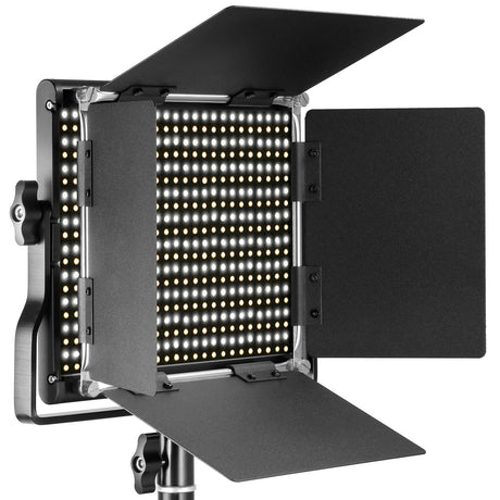 NEEWER 2 Pieces Bi-color 660 LED Video Light and Stand Kit Includes:(2)3200-5600K CRI 96+ Dimmable Light with U Bracket and Barndoor and (2)75 inches Light Stand for Studio Photography, Video Shooting