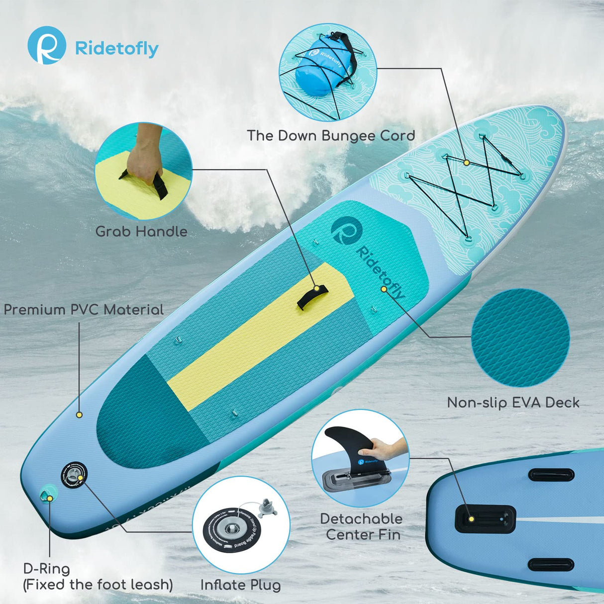 Stand Up Paddle Board, 10.6'x32''x6'' Inflatable Paddle Board with SUP Accessories, Included Hand Pump, Adjustable Paddle/ Seat, Waterproof Bag, for Yoga, Fishing, Touring