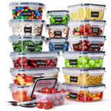 [16 Pack] Feshory Airtight Food Storage Container Set, Fridge Pantry Organiser Ideal for Home & Kitchen Organisation - Meal Prep Containers & Lunch Box with 100% Leak Proof Lids