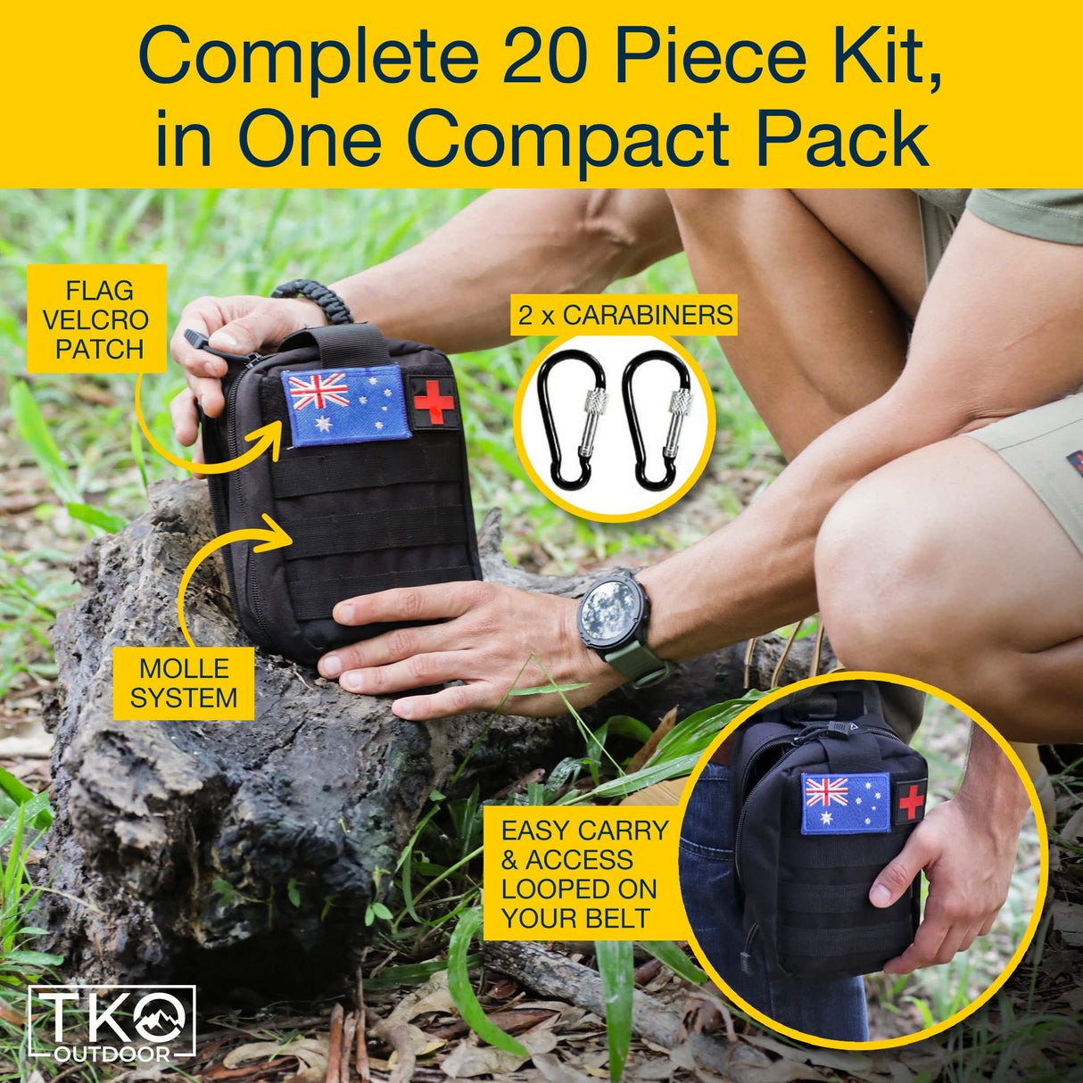 Outdoor Professional Survival Kit - 20 in 1 Tactical Gear for Camping Hunting Hiking and Adventures | Equipment Including First Aid Kit, Knife, Flashlight + Tools | Gifts for Men Dad Husband