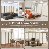 6-Panel Folding Room Divider, 1.72m Rolling Privacy Screen with Lockable Wheels, Portable Wall Divider and Separator, Freestanding Privacy Protection for Living Room, Bedroom, Office