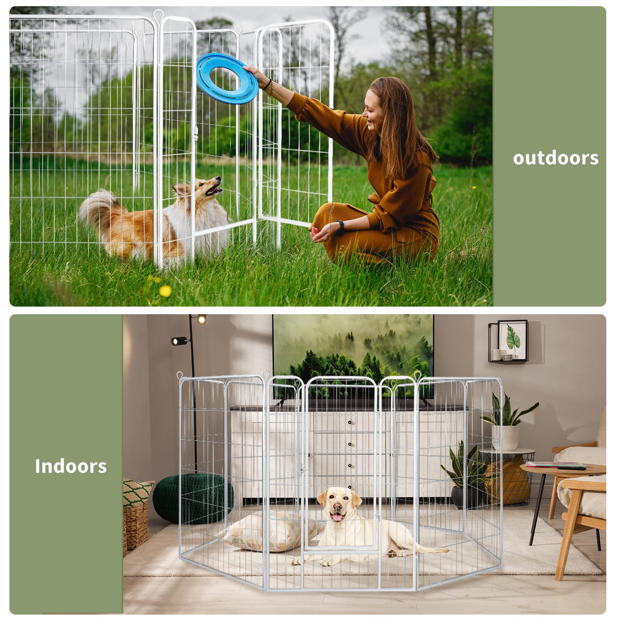 8 Panel 32'' Pet Dog Playpen Puppy Exercise Cage Enclosure Fence Metal