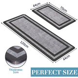 2PCS Non Slip Kitchen Floor Mats,Kitchen Sink Absorbent Rugs and Mats,Thick Waterproof Ergonomic Comfort Standing Mat/Runner for Home,Kitchen,Office,Sink,Laundry,Black/Gray