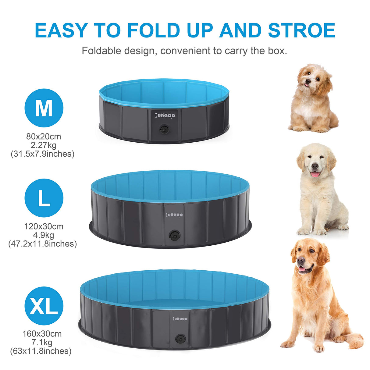 Foldable Dog Pet Pool Portable Kiddie Pool for Kids, PVC Bathing Tub, Outdoor Swimming Pool for Large Small Dogs