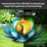 Solar Lights Outdoor Garden, Crackle Globe Glass Lotus Decoration, Waterproof LED Metal Flower Lights for Patio,Lawn,Walkway,Tabletop,Ground