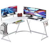 Gaming L-Shaped Computer Desk with Monitor Stand, White