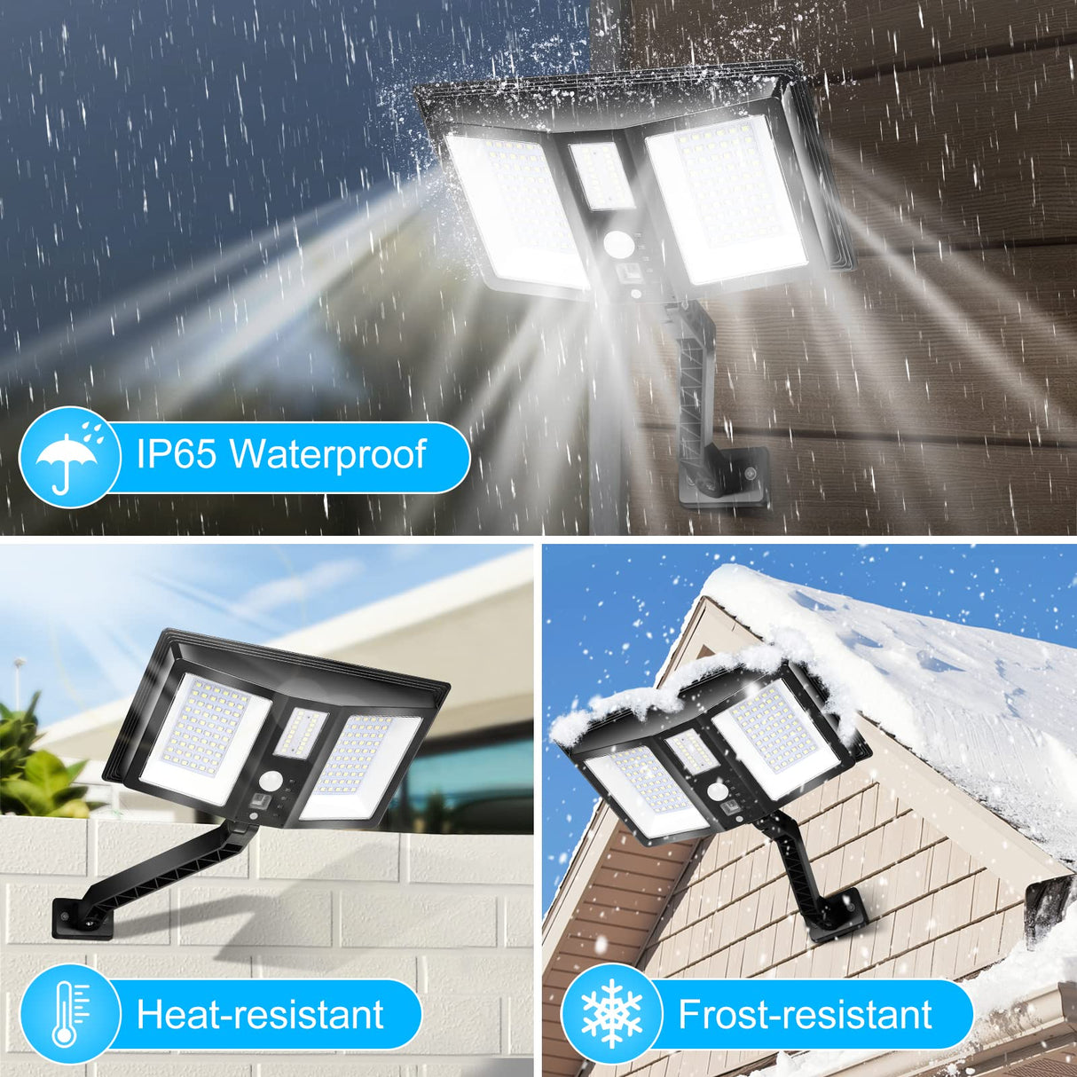 Solar Lights Outdoor 138LEDs, 4400mAh Ultra Bright Motion Sensor Street Light with 5 Modes, High Efficient Solar Panel, Remote Control, Waterproof Solar Wall Light for Garden Porch Yard Garage Pathway