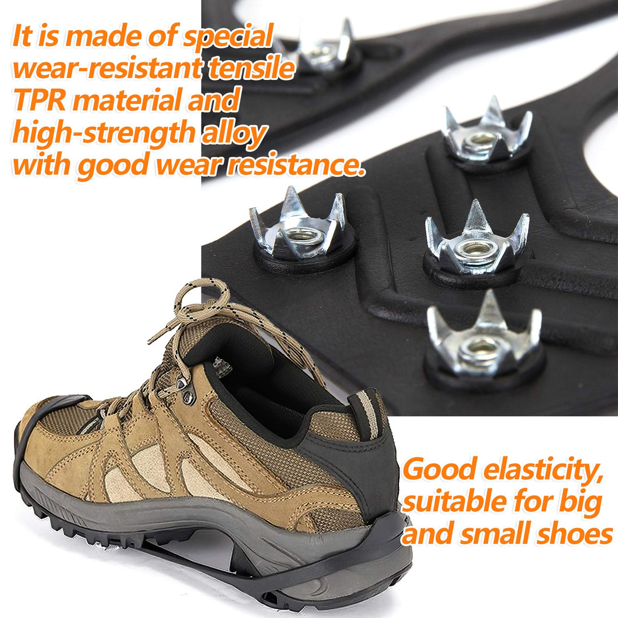 Crampons for Boots, crampons for Hiking and Anti-Skid, Walking Traction Cleats for Walking on Snow and ice, Upgraded Stainless Steel Cleats, The Best Choice for Winter Hiking Gear