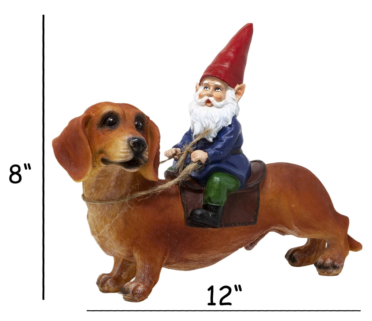 Funny Guy Mugs Gnome and a Dachshund Garden Gnome Statue- Indoor/Outdoor Garden Gnome Sculpture for Patio, Yard or Lawn