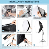 Softbox Photography Lighting Kit: Photo Studio Equipment 30 x 30 inches with E27 85W 5400K Light Bulb and Adjustable Height Light Stand for Filming Video, Photo Shooting and Streaming